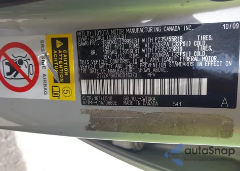 2010 Lexus Rx 350 z USA, uszkodzony, nr VIN 2T2ZK1BA7AC016373